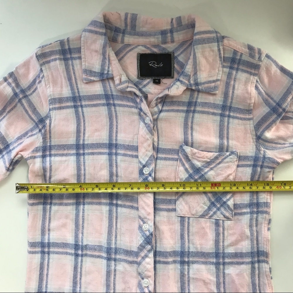 Rails Plaid Soft Button Down Light Pink Purple Xs - image 3